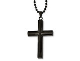 Men's Chisel Black Plated Stainless Steel Cross Pendant Necklace with Chain